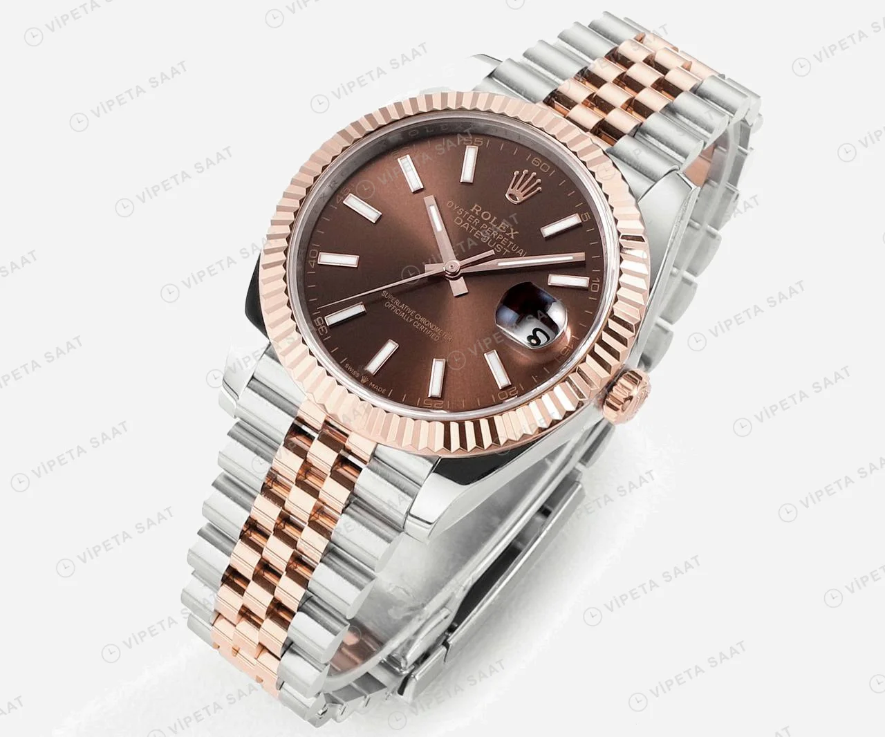 Rolex Datejust 126331 Two-Tone Rose Gold Super Clone ETA Saat detay 9