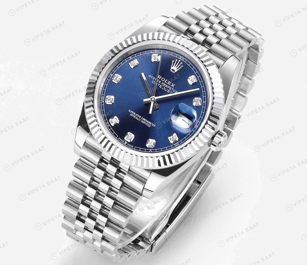 Rolex Datejust Mavi 41mm Oyster Super Clone ETA Saat detay 3