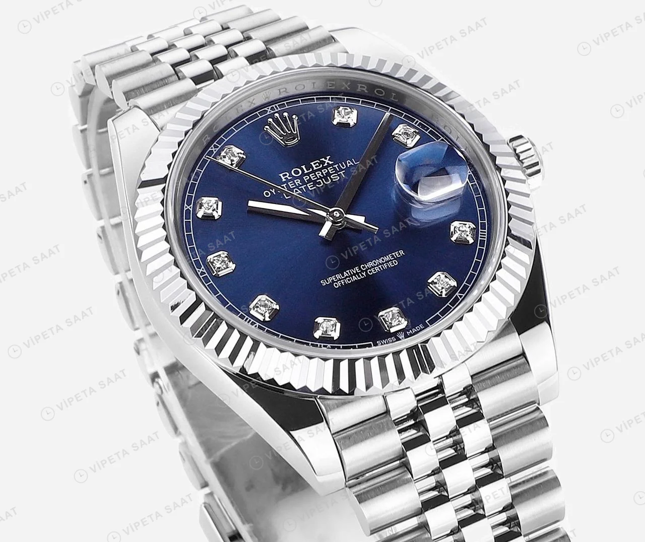 Rolex Datejust Mavi 41mm Oyster Super Clone ETA Saat detay 5