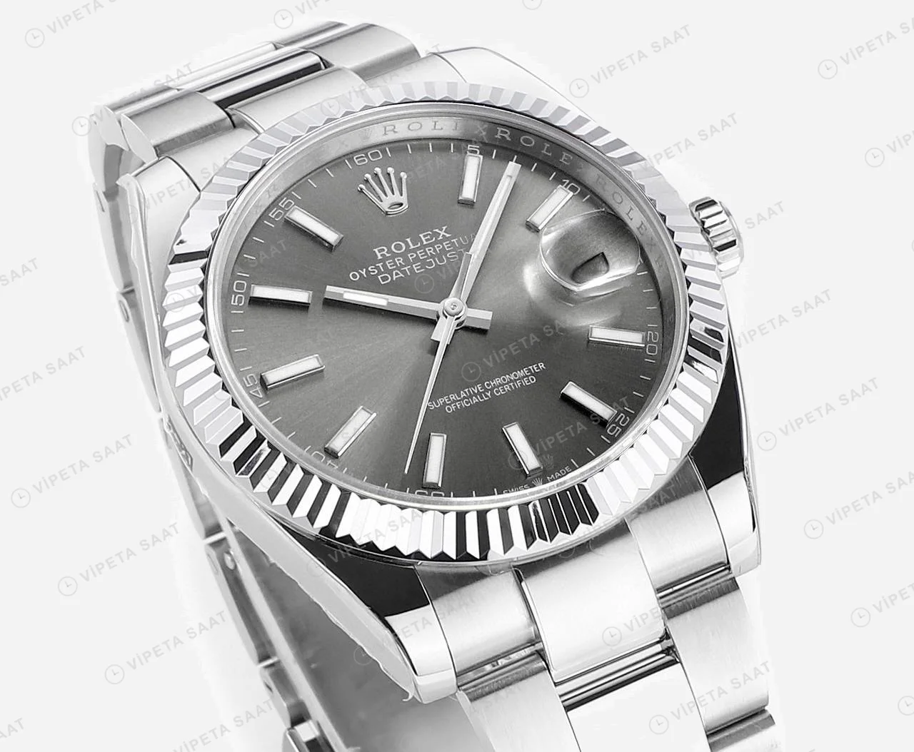 Rolex Datejust Gri 41mm Jubilee Super Clone ETA Saat detay 4