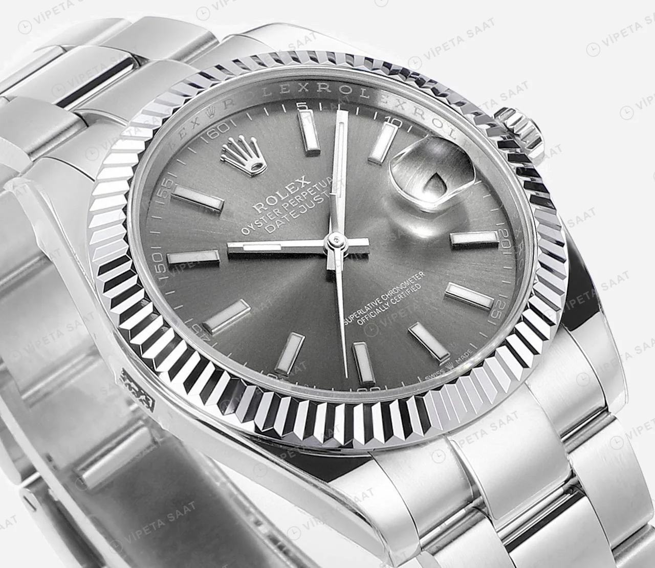 Rolex Datejust Gri 41mm Jubilee Super Clone ETA Saat detay 5
