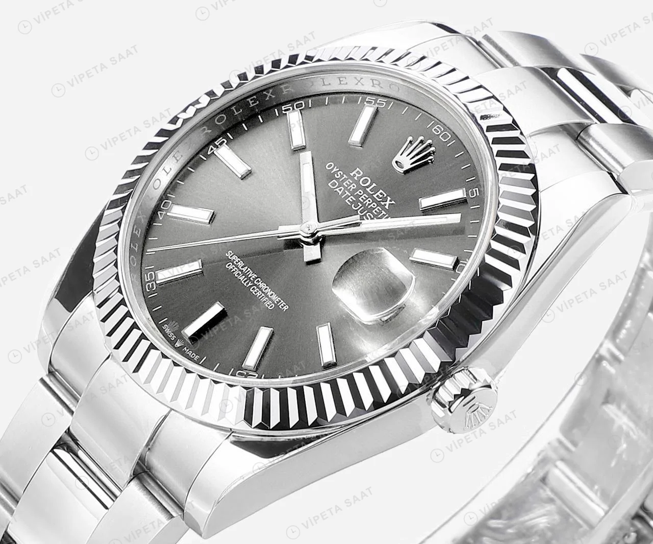 Rolex Datejust Gri 41mm Jubilee Super Clone ETA Saat detay 8