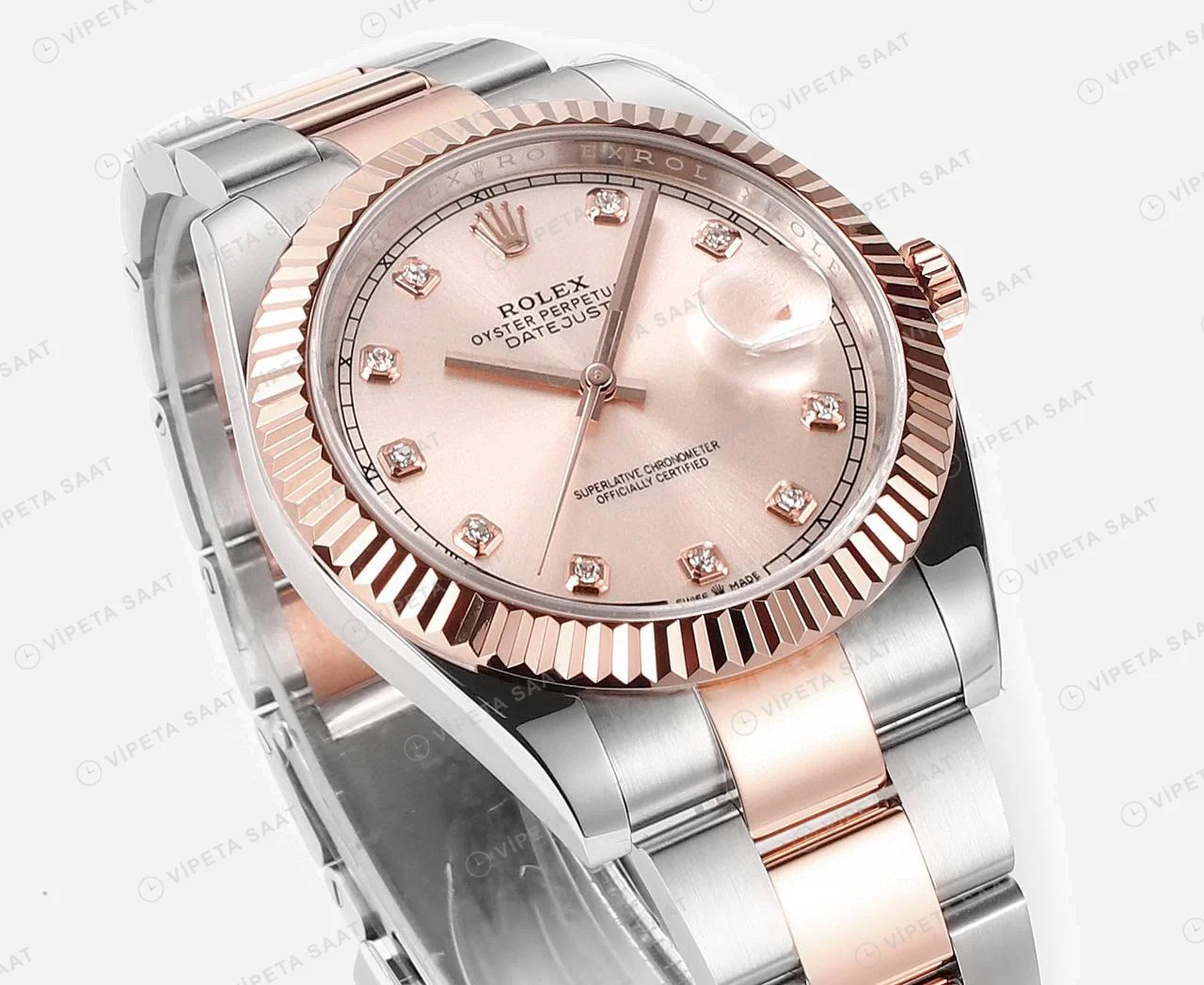 Rolex Datejust 126331 Steel Everose Gold Super Clone ETA Saat detay 8