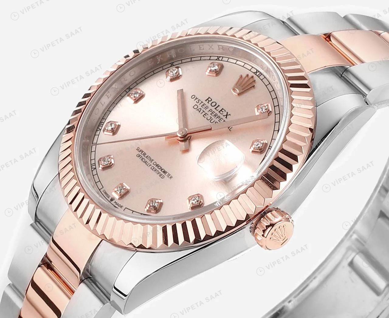 Rolex Datejust 126331 Steel Everose Gold Super Clone ETA Saat detay 9