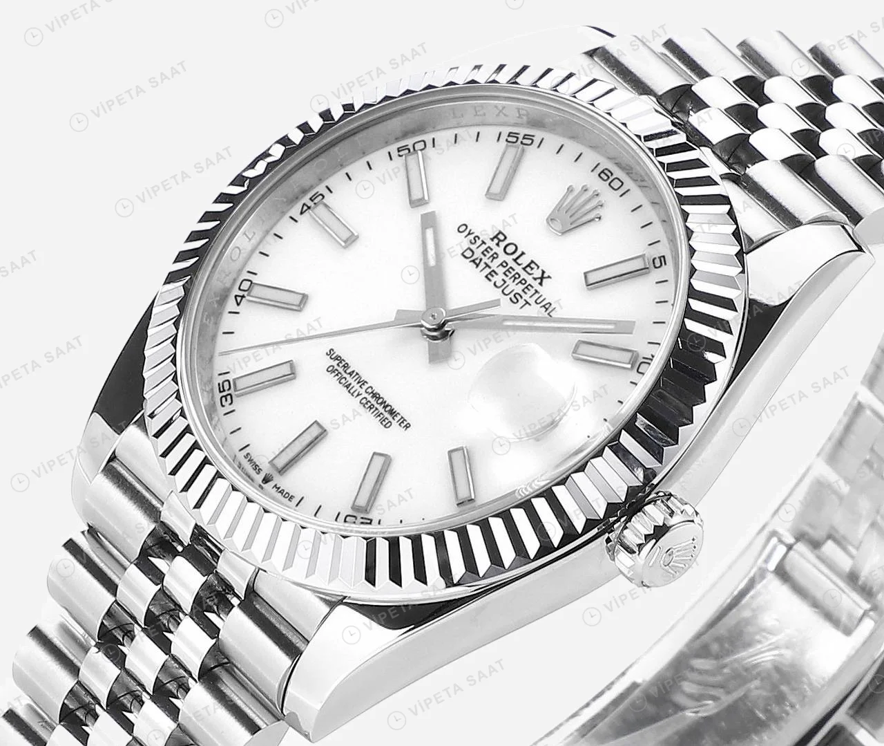 Rolex Datejust 126334 Beyaz Jubilee Super Clone ETA Saat detay 5