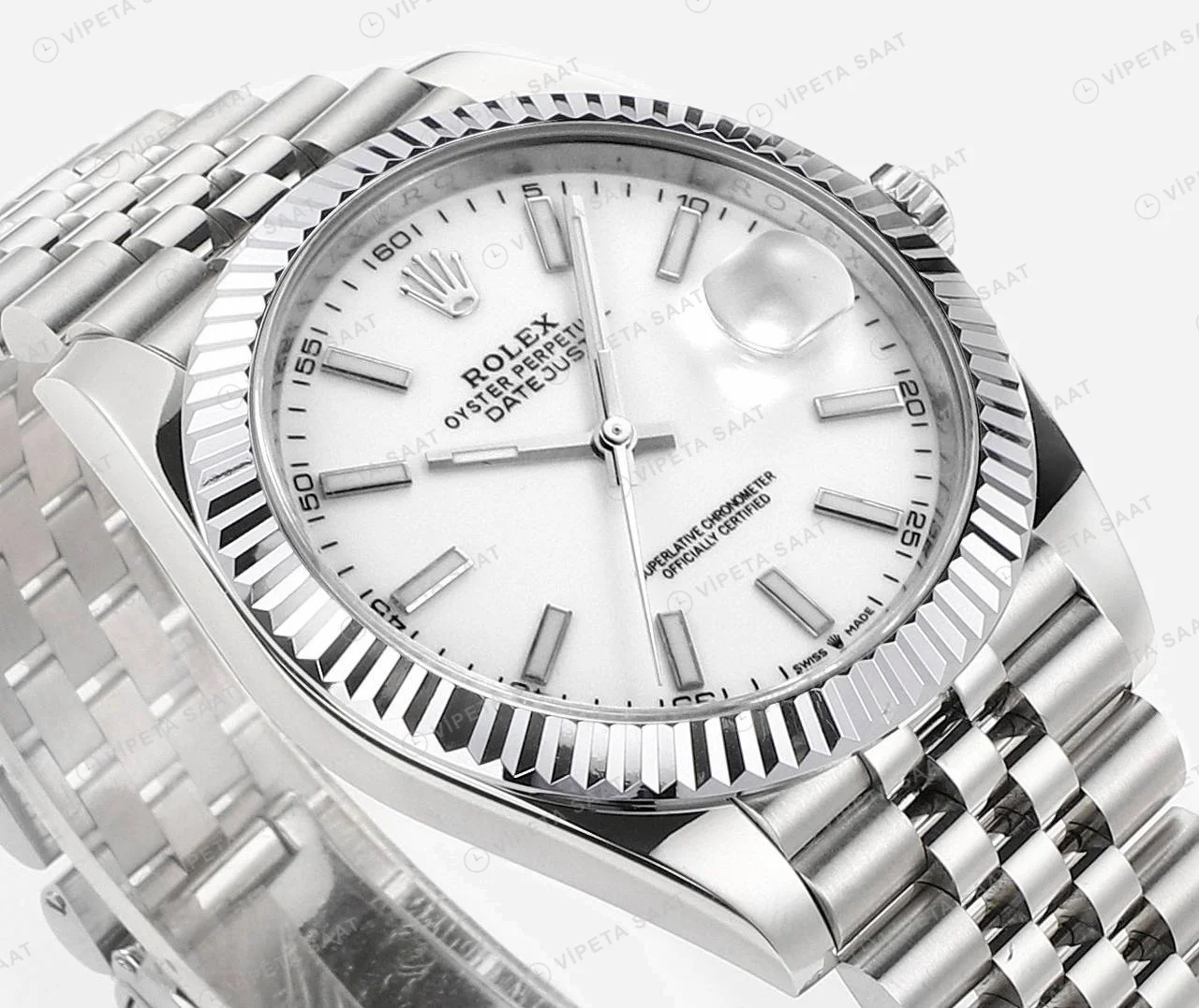 Rolex Datejust 126334 Beyaz Jubilee Super Clone ETA Saat detay 6