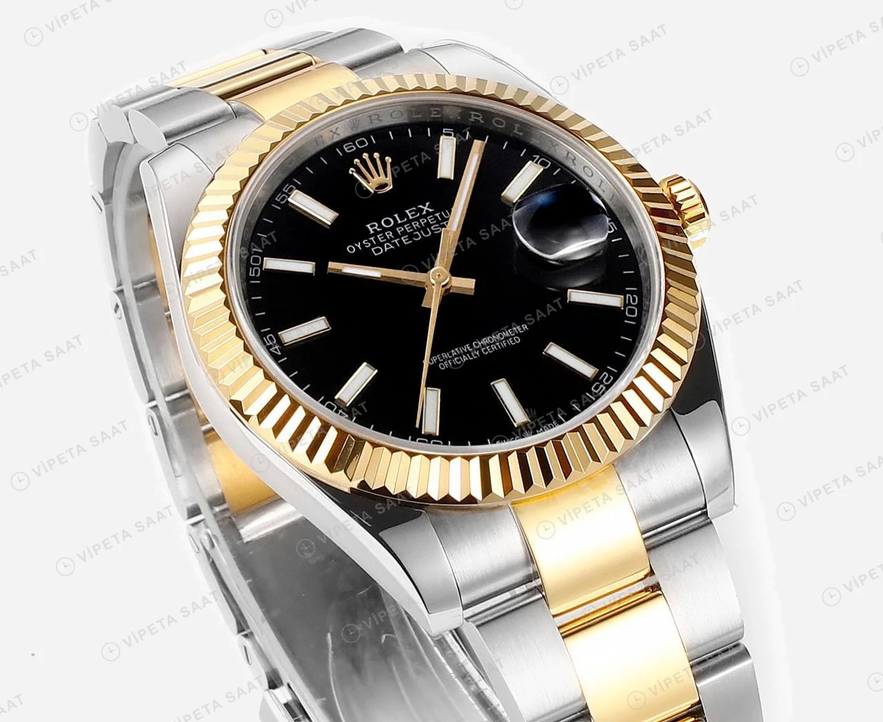 Rolex Datejust 126333 Siyah 41mm Oyster Super Clone ETA Saat detay 4