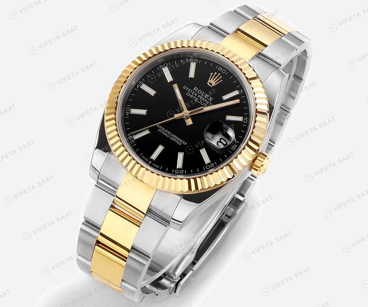 Rolex Datejust 126333 Siyah 41mm Oyster Super Clone ETA Saat detay 5