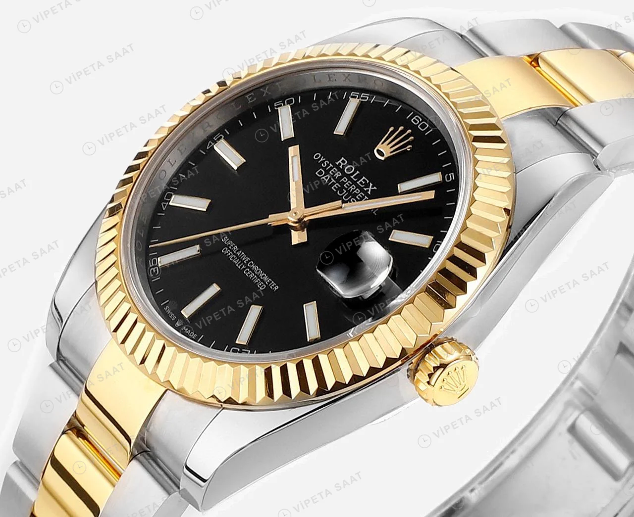Rolex Datejust 126333 Siyah 41mm Oyster Super Clone ETA Saat detay 7