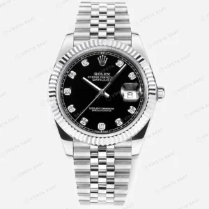 Rolex Datejust 126334 Taşlı Siyah 41mm Oyster Super Clone ETA Saat karşıdan görünüm