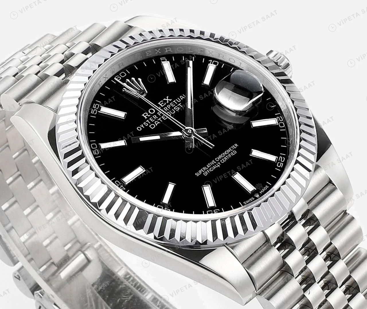 Rolex Datejust 126334 Siyah Kadran 41mm Oyster Super Clone ETA Saat detay 7