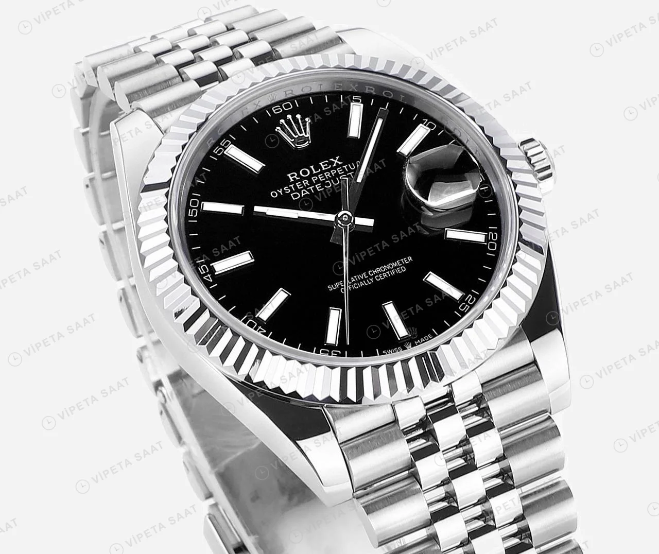Rolex Datejust 126334 Siyah Kadran 41mm Oyster Super Clone ETA Saat detay 8