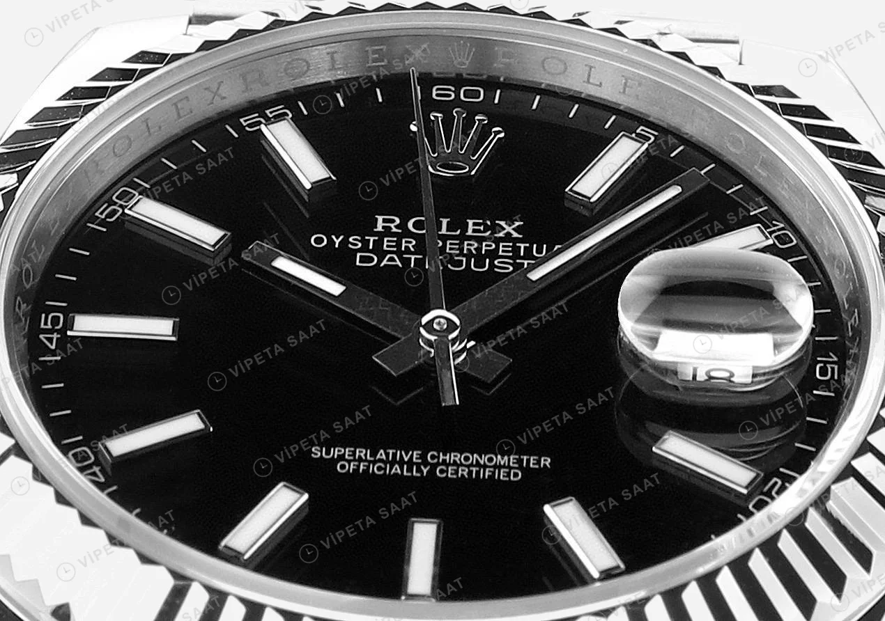 Rolex Datejust 126334 Siyah Kadran 41mm Oyster Super Clone ETA Saat detay 9