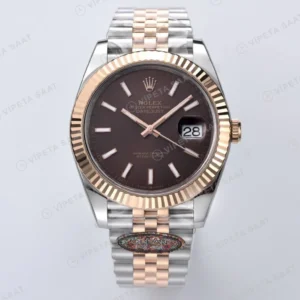 Rolex Datejust 126331 Kahve 41mm Jubilee Clean Factory Super Clone ETA Saat karşıdan görünüm