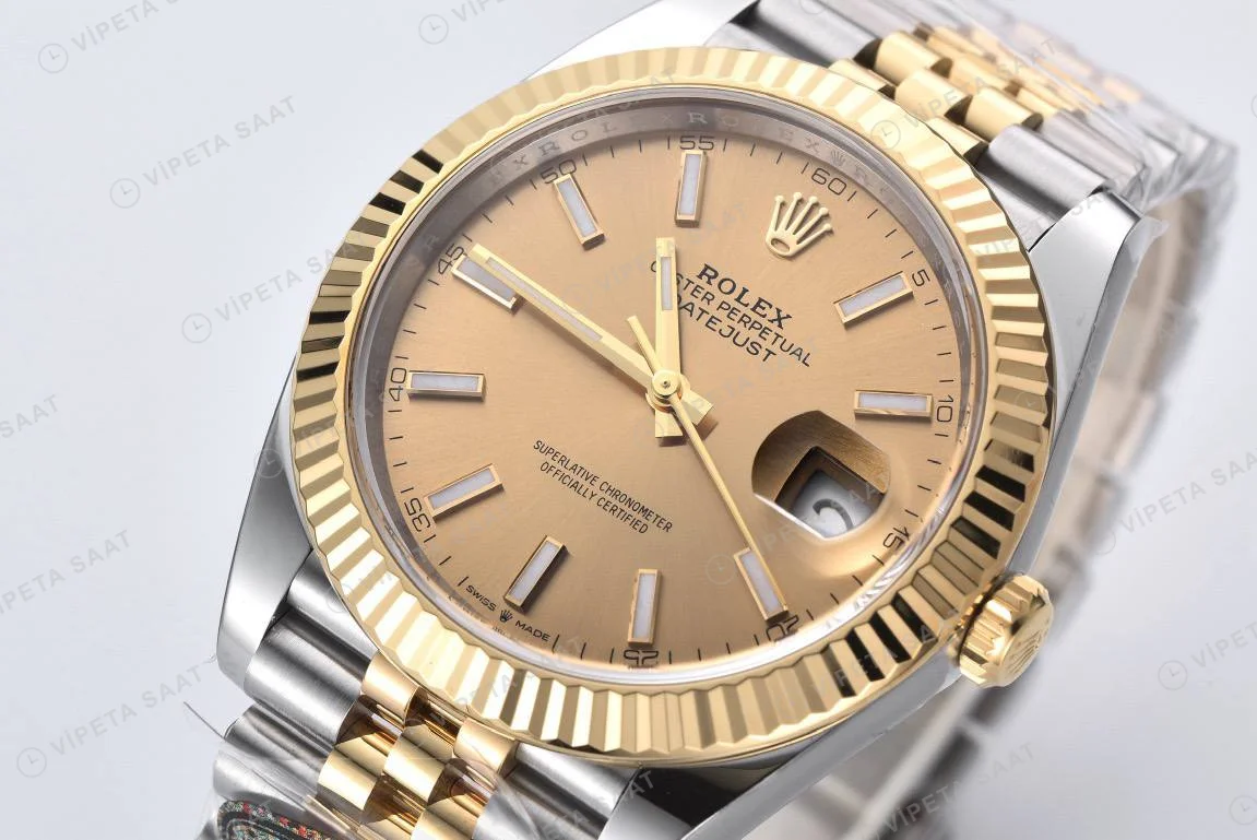 Rolex Datejust 126333 Gold Dial Sarı 41mm Super Clone ETA Saat detay 5