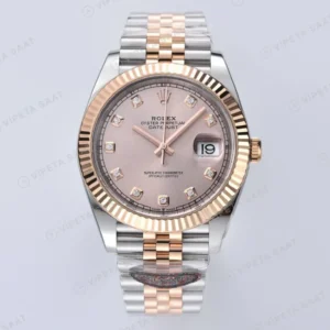 Rolex Datejust 126331 Pembe 41mm Oyster pink Super Clone ETA Saat karşıdan görünüm