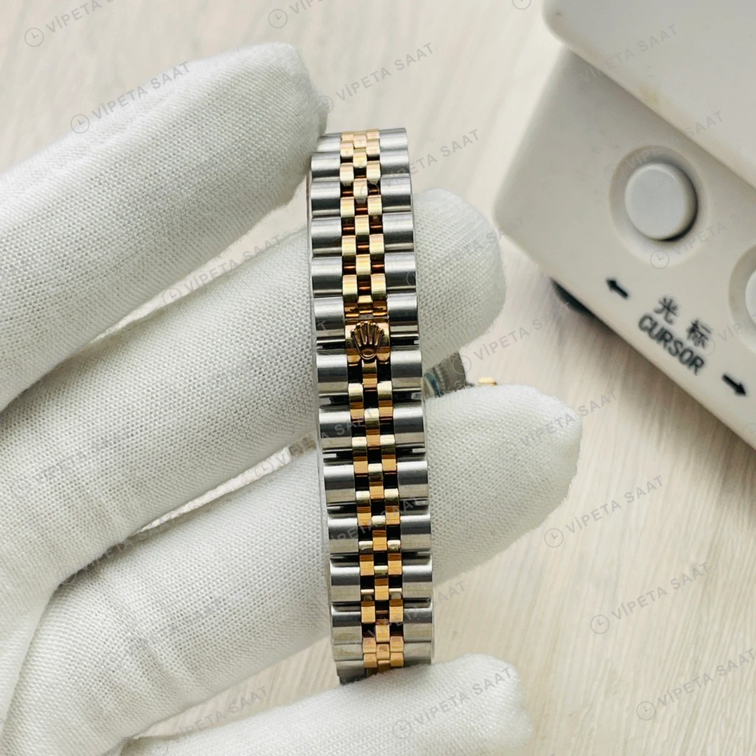 Rolex Datejust Beyaz Kadran Çelik Gold 31mm Super Clone ETA Eta Saat yan görünüm