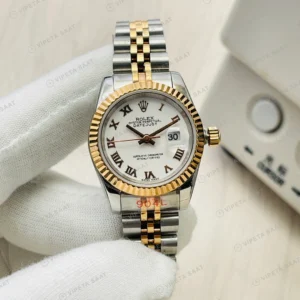 Rolex Datejust Beyaz Kadran Çelik Gold 31mm Super Clone ETA Eta Saat detay 4
