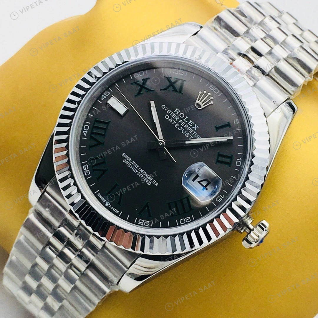Rolex Datejust Gri Kadran Çelik 41mm Super Clone ETA Eta Saat detay 6