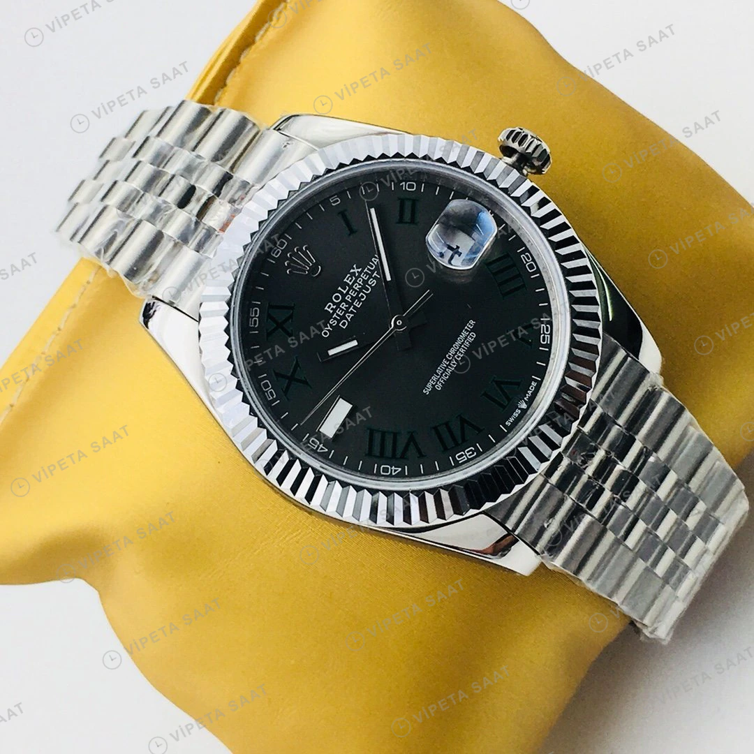 Rolex Datejust Gri Kadran Çelik 41mm Super Clone ETA Eta Saat detay 7