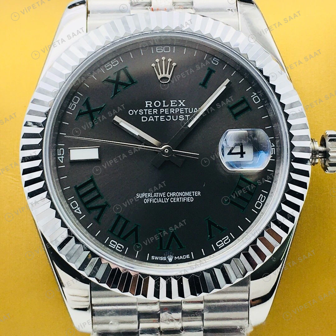 Rolex Datejust Gri Kadran Çelik 41mm Super Clone ETA Eta Saat detay 8