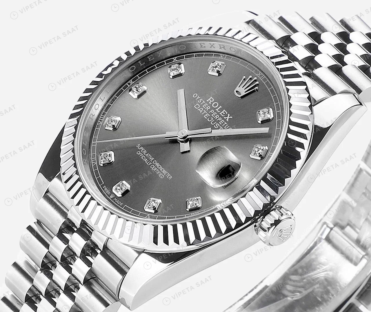 Rolex Datejust Gri 41mm Oyster Super Clone ETA Saat detay 4