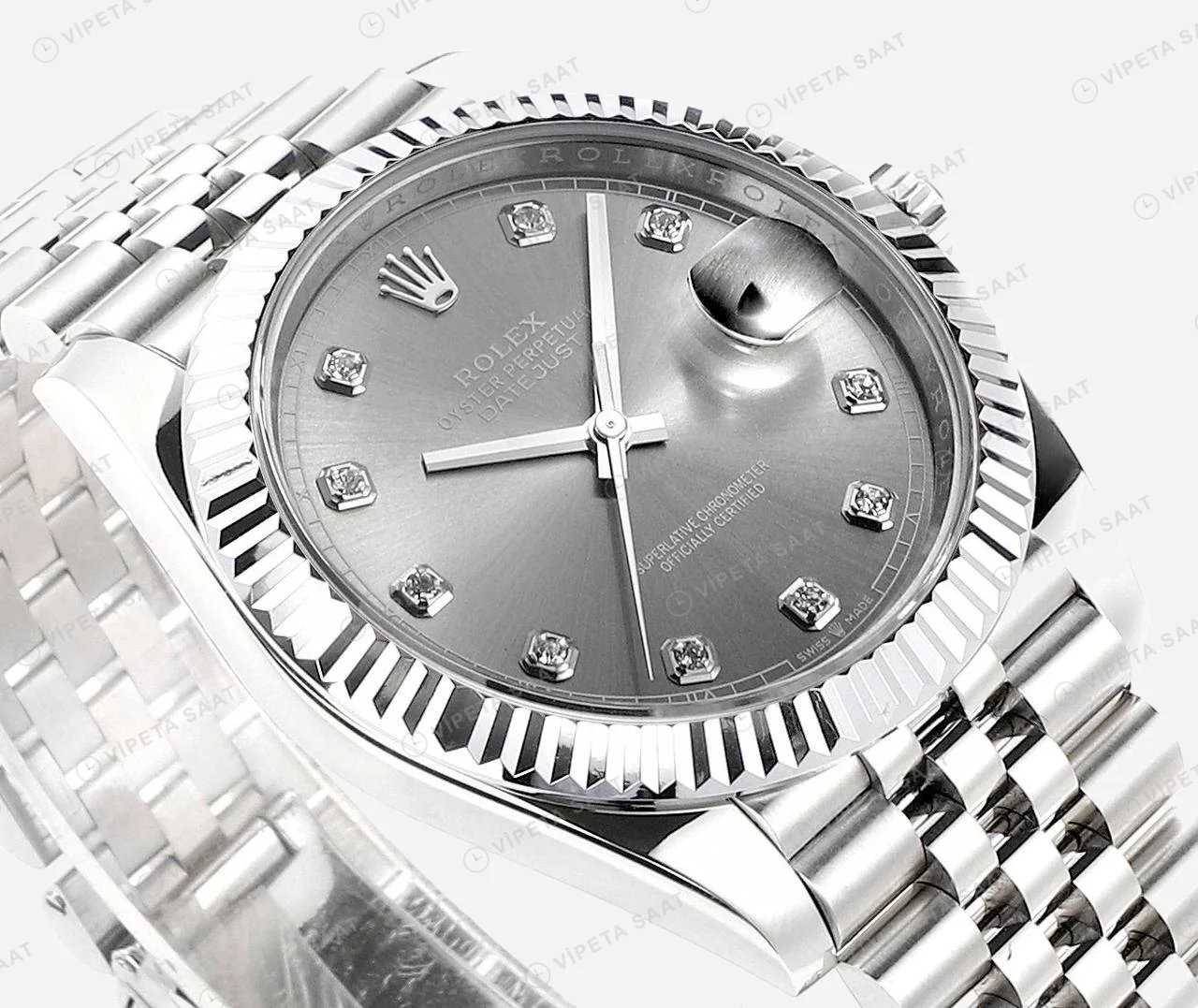 Rolex Datejust Gri 41mm Oyster Super Clone ETA Saat detay 8