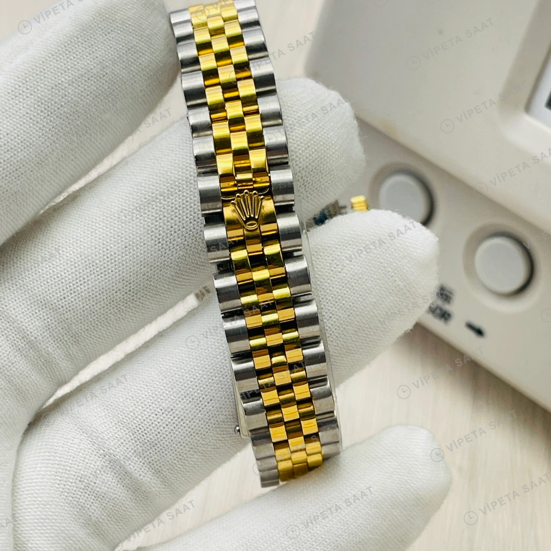 Rolex Datejust Siyah Kadran Çelik Gold 31mm Super Clone ETA Eta Saat detay 4