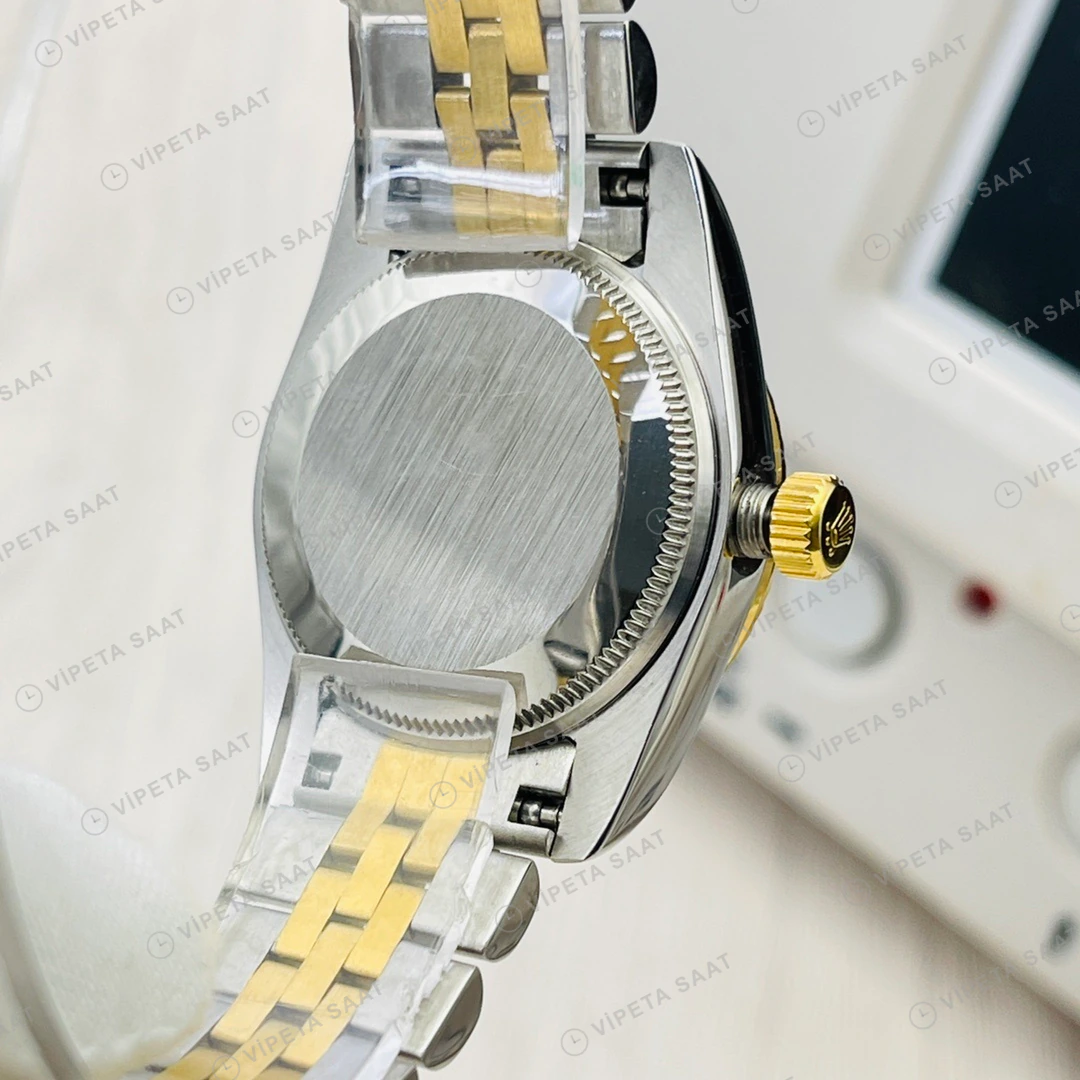 Rolex Datejust Siyah Kadran Çelik Gold 31mm Super Clone ETA Eta Saat detay 7