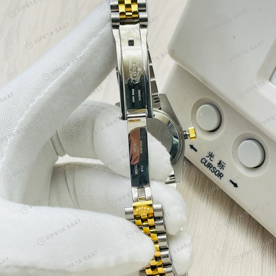 Rolex Datejust Siyah Kadran Çelik Gold 31mm Super Clone ETA Eta Saat detay 8