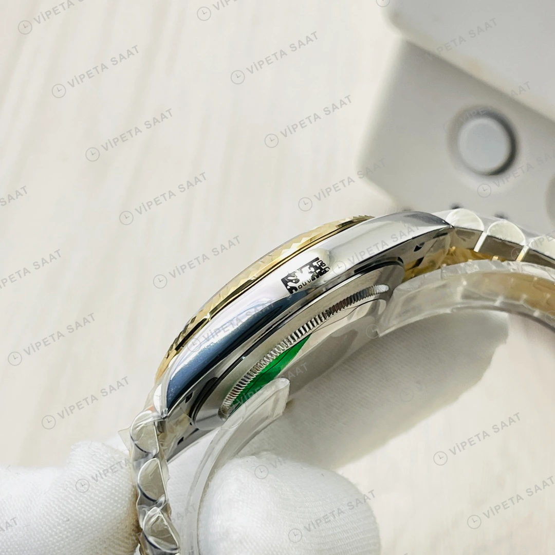 Rolex Datejust Siyah Kadran Çelik Gold 41mm Super Clone ETA Eta Saat detay 3