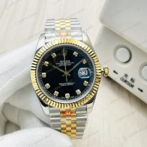 Rolex Datejust Siyah Kadran Çelik Gold 41mm Super Clone ETA Eta Saat detay 4