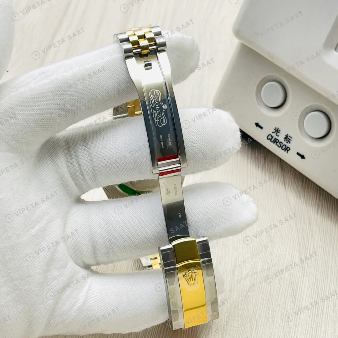 Rolex Datejust Siyah Kadran Çelik Gold 41mm Super Clone ETA Eta Saat detay 9