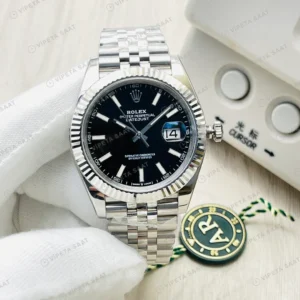 Rolex Datejust Siyah Kadran Çelik Super Clone ETA Eta Saat detay 6