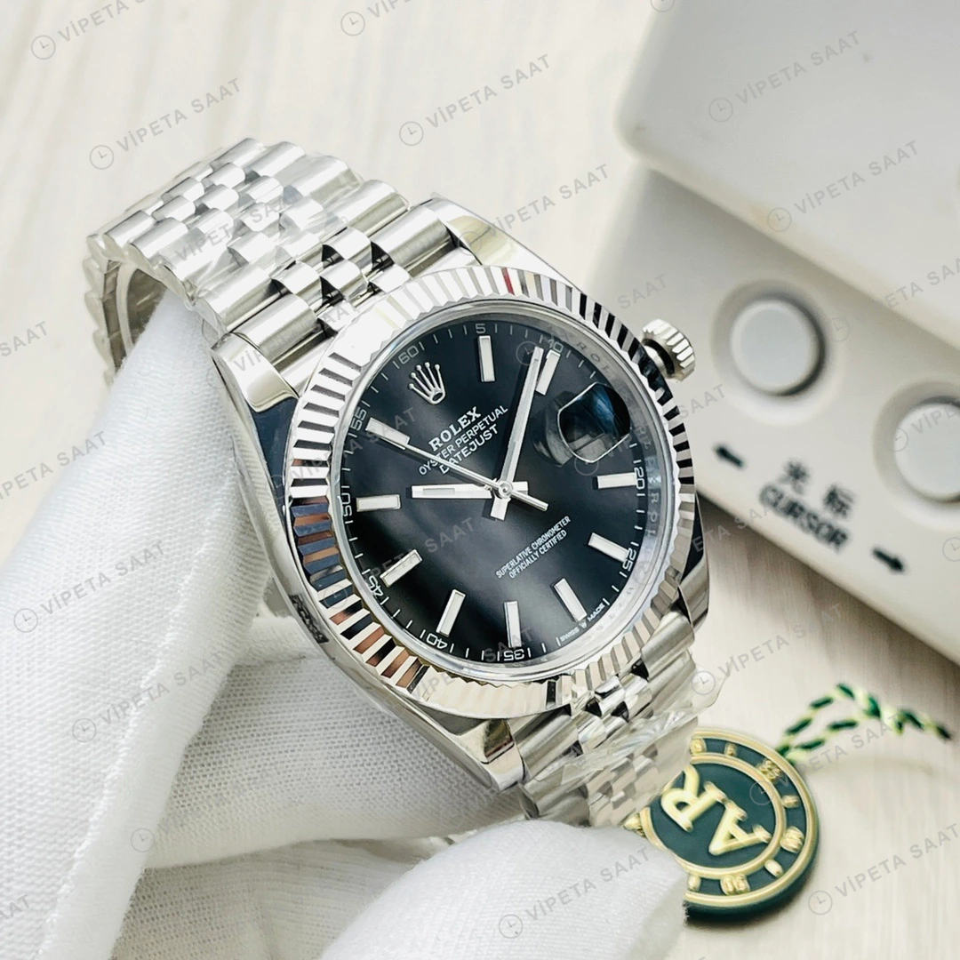 Rolex Datejust Siyah Kadran Çelik Super Clone ETA Eta Saat detay 9