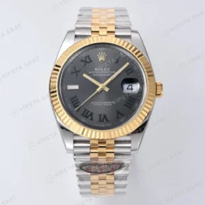 Rolex Datejust 126333 wimbledon Gri Jubilee 3235 Super Clone ETA Saat karşıdan görünüm