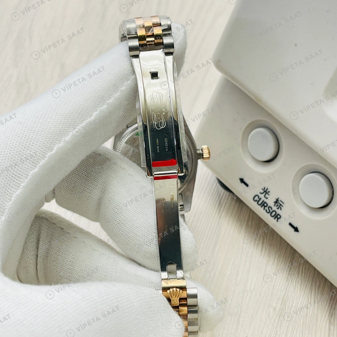 Rolex Datejust Yeşil Kadran Taşlı Bezel Çelik Gold 36mm Super Clone ETA Eta Saat detay 8
