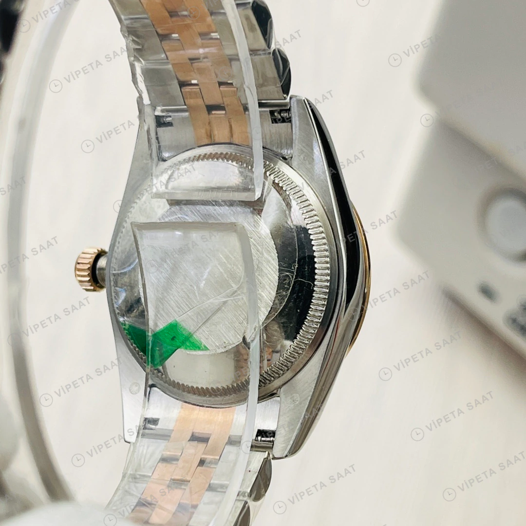 Rolex Datejust Yeşil Kadran Taşlı Bezel Çelik Gold 36mm Super Clone ETA Eta Saat detay 9