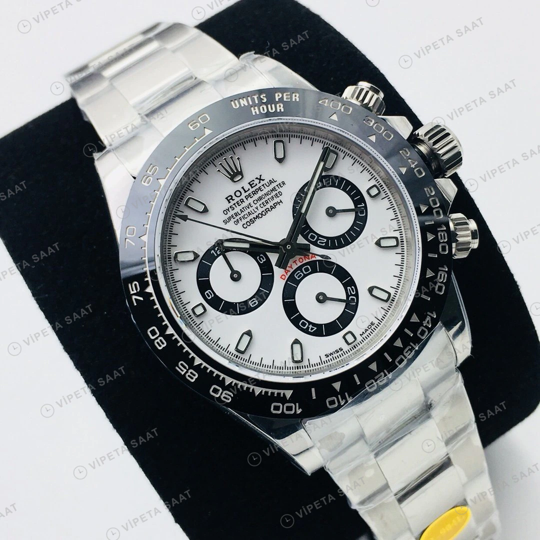 Rolex Daytona Kronograf Beyaz Kadran Çelik 40mm Super Clone ETA Eta Saat detay 8
