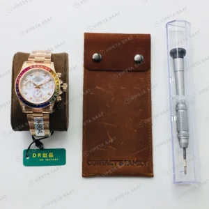 Rolex Daytona Kronograf Beyaz Kadran Taşlı Bezel Gold 40mm Super Clone ETA Eta Saat karşıdan görünüm