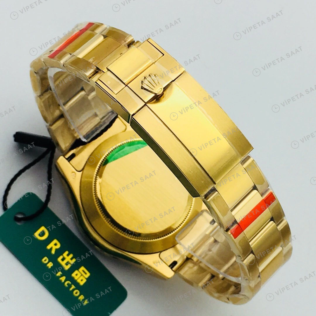 Rolex Daytona Kronograf Champagne Kadran Taşlı Bezel Gold 40mm Super Clone ETA Eta Saat detay 7