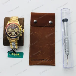 Rolex Daytona Kronograf Kahve Kadran Taşlı Bezel Gold 40mm Super Clone ETA Eta Saat karşıdan görünüm