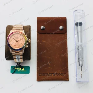 Rolex Daytona Kronograf Pembe Kadran Taşlı Bezel Gold 40mm Super Clone ETA Eta Saat karşıdan görünüm