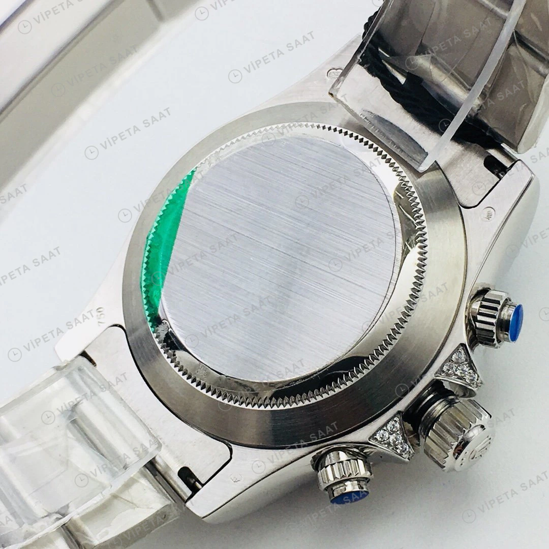 Rolex Daytona Kronograf Siyah Kadran Taşlı Bezel Çelik 40mm Super Clone ETA Eta Saat detay 4