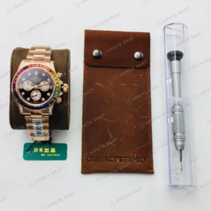 Rolex Daytona Kronograf Siyah Kadran Taşlı Bezel Gold 40mm Super Clone ETA Eta Saat karşıdan görünüm