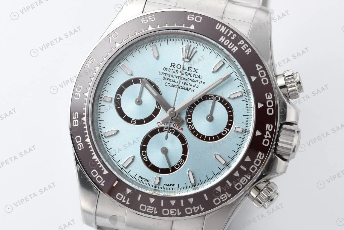 Rolex Daytona 116506 Platin Gümüş Oyster Clean Factory Super Clone ETA Saat detay 7