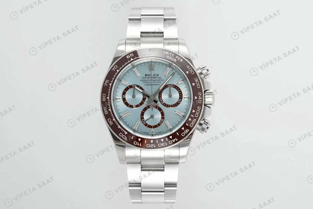 Rolex Daytona Buz Mavi Oyster Super Clone ETA Saat karşıdan görünüm