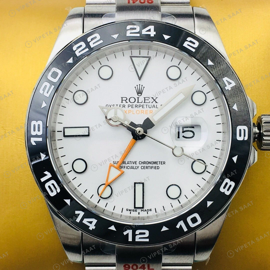 Rolex Explorer II Beyaz Kadran Çelik 42mm Super Clone ETA Eta Saat yan görünüm