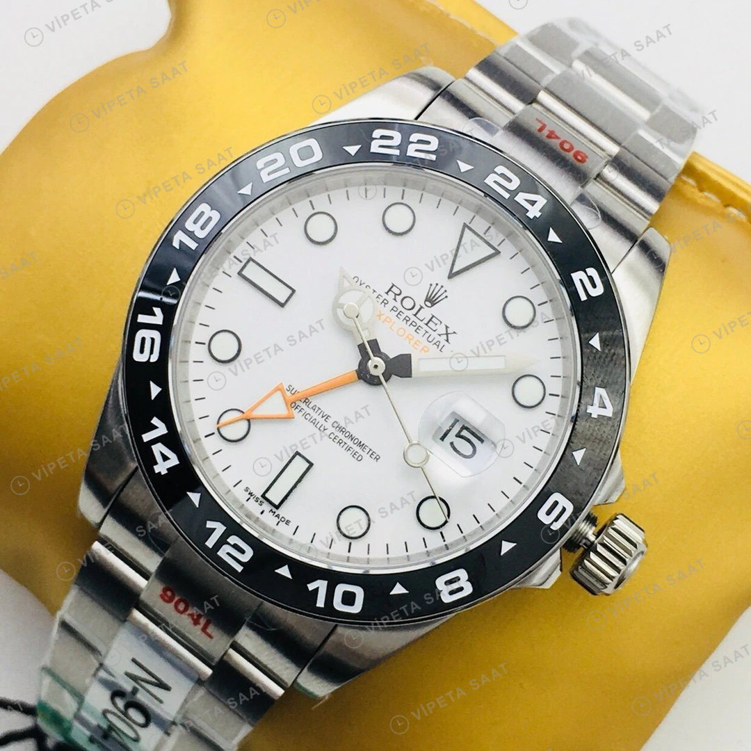 Rolex Explorer II Beyaz Kadran Çelik 42mm Super Clone ETA Eta Saat detay 5