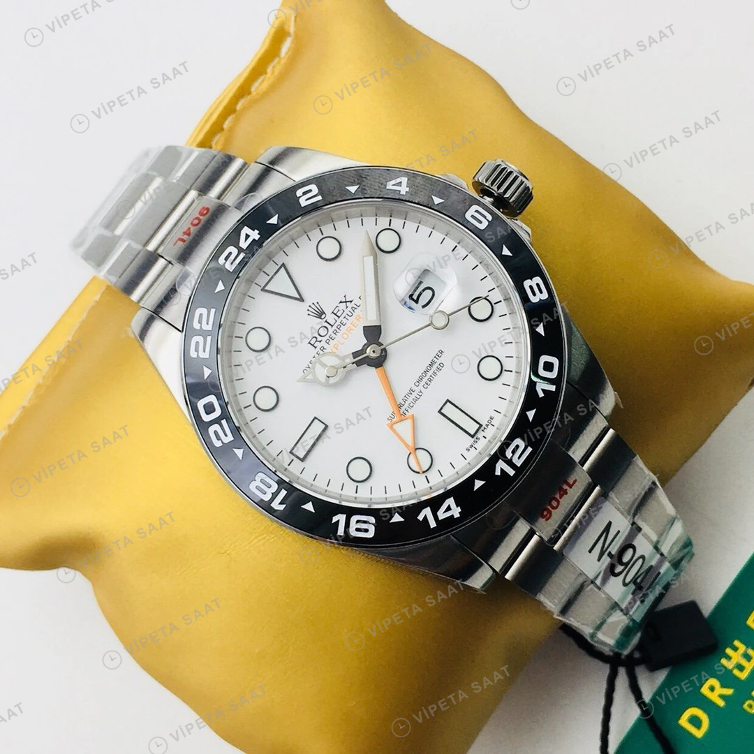 Rolex Explorer II Beyaz Kadran Çelik 42mm Super Clone ETA Eta Saat detay 8